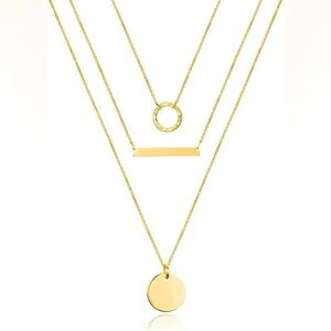 Women’s necklace 14K Gold Plated 3 piece Gold Neklace for women chain necklace
